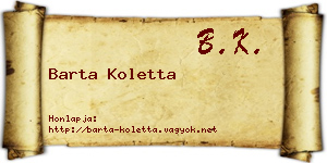 Barta Koletta névjegykártya